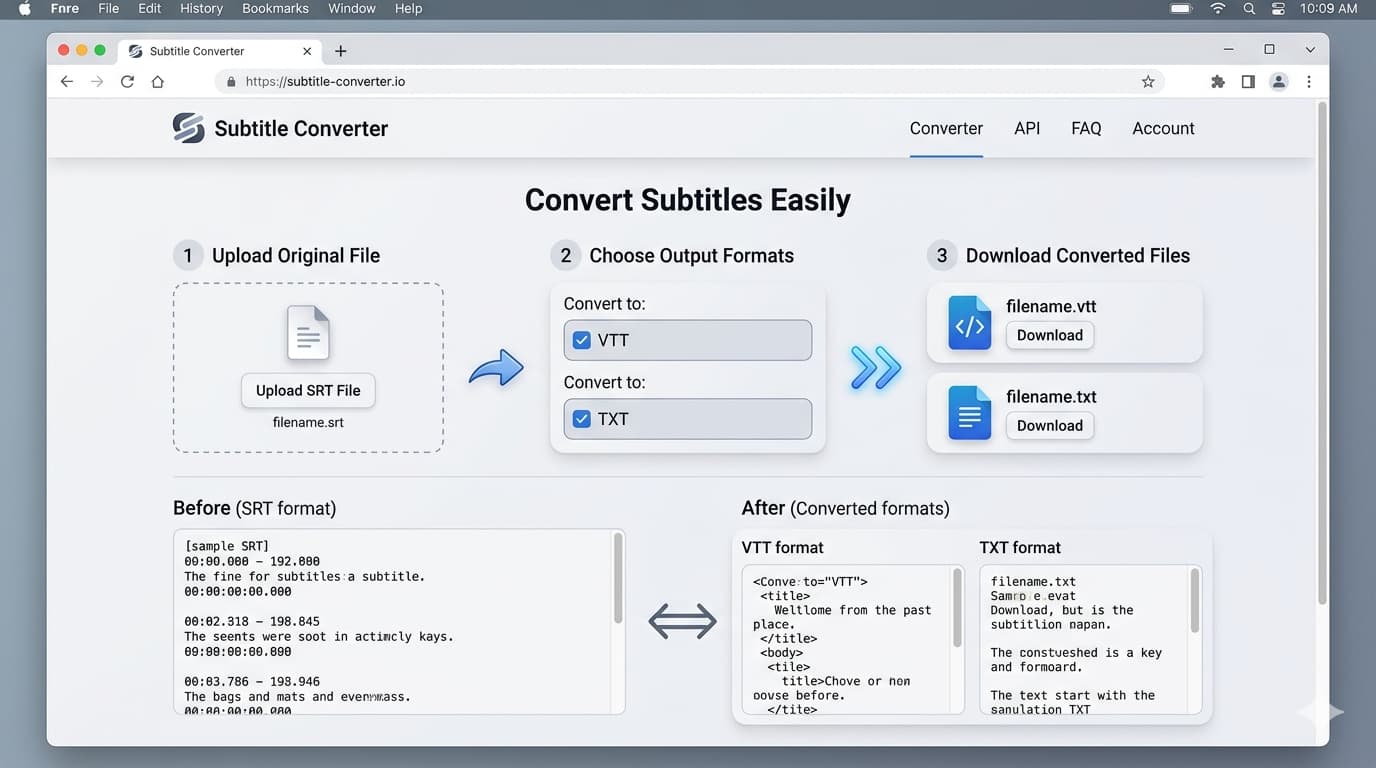 How to convert srt files to vtt and txt